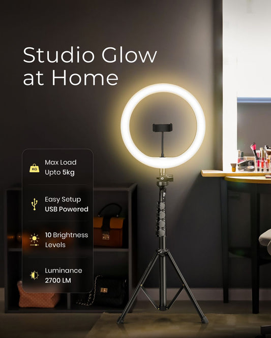 Ring Light 26cm Ring Light For Mobile Ring Light Without Stand Phone Holder LED Ring Lights 3 Color Modes For TikTok Video Recording Photography Studio Lighting Selfie Light Makeup Light USB Powered